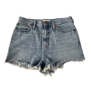 Madewell The Perfect Jean Short 31 Light Wash High Rise Raw Hem Shorts #6831
